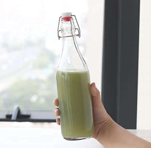 Avvic Mart Flip Top Glass Water Bottle 1 Liter Swing Top Water Bottle with Stopper for Beverages Oil Vinegar Beer Water Soda Airtight Lid Leak Proof Cap Clear Pack of 4 - Image 5