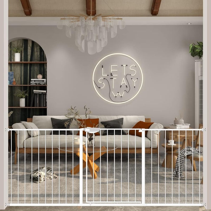 DEARBB Triple Lock Baby Gate for Stairs Doorways and House 31 to 86 Extra Wide Pressure Mounted Easy Walk Through Auto Close Safety Pet Gate White 67327677