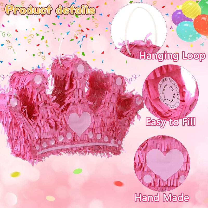 Sratte بياتا تاج الأميرة سراتي مع عصا الضرب وغطاء العين وكونفيتي بياتا صغيرة وردية للفتيات الأطفال الحجم المثالي لزينة حفلة عيد الميلاد موضوع الأميرة 157 × 9 × 3 بوصة - Image 5