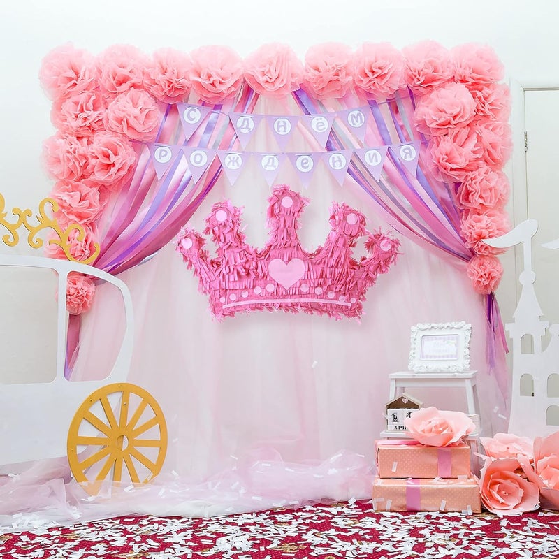 Sratte بياتا تاج الأميرة سراتي مع عصا الضرب وغطاء العين وكونفيتي بياتا صغيرة وردية للفتيات الأطفال الحجم المثالي لزينة حفلة عيد الميلاد موضوع الأميرة 157 × 9 × 3 بوصة - Image 3