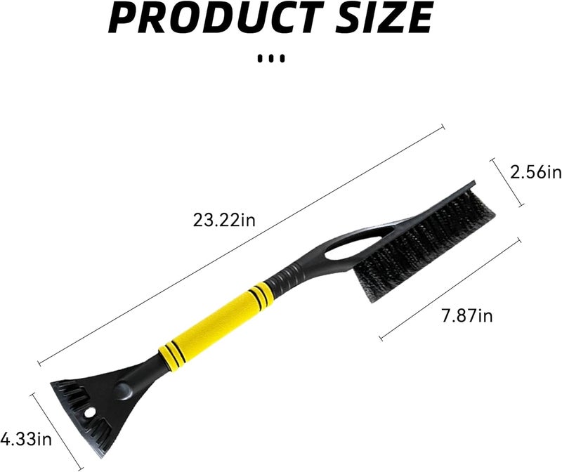 Alieemo 27" Detachable Aluminum Snow Brush & Ice Scraper for Car Windshield - Ergonomic Foam Grip, Suitable for Cars, Trucks, SUV Windshields & Windows, Winter Car Essential Tool (Yellow) - Image 2