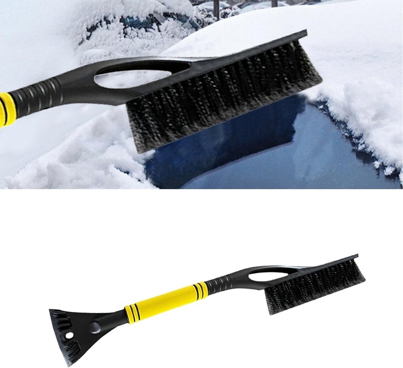Alieemo 27" Detachable Aluminum Snow Brush & Ice Scraper for Car Windshield - Ergonomic Foam Grip, Suitable for Cars, Trucks, SUV Windshields & Windows, Winter Car Essential Tool (Yellow) - Image 1