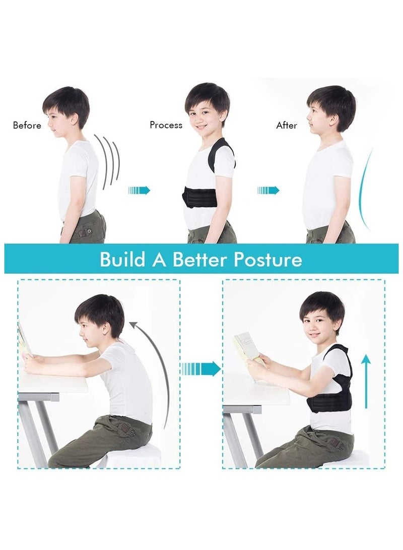 Generic Back Brace, Posture Corrector for Kids Teens, Relieve Back Pain Adjustable Upper Back race Spinal Support with Soft Shoulder Pads to Prevent Humpback, Recommended by Doctor (M, Blue)  - Image 4