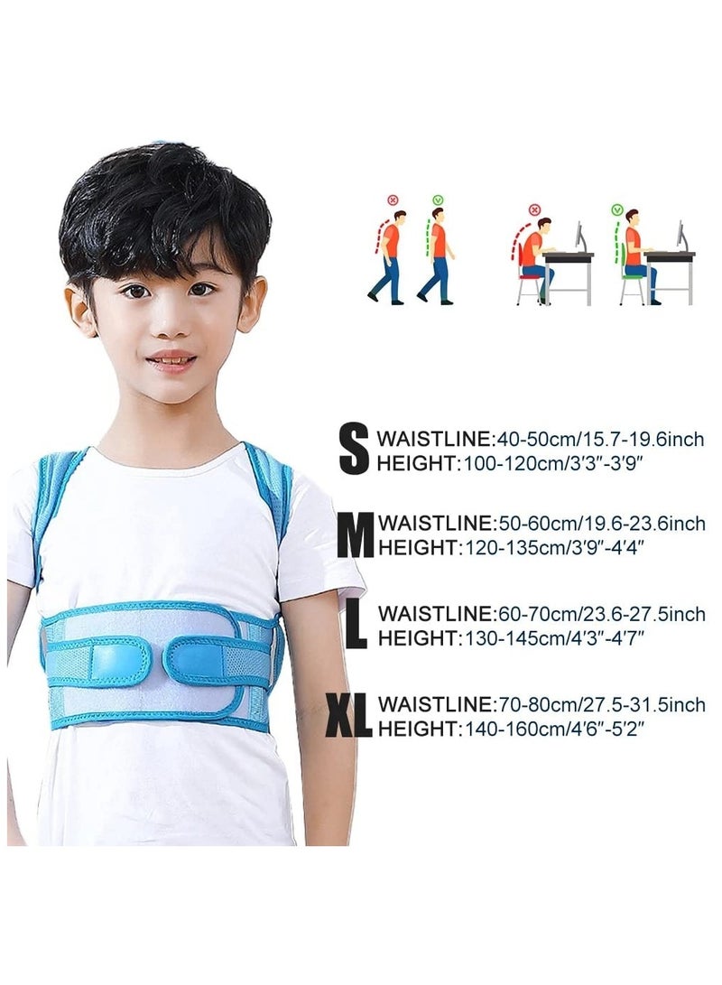 Generic Back Brace, Posture Corrector for Kids Teens, Relieve Back Pain Adjustable Upper Back race Spinal Support with Soft Shoulder Pads to Prevent Humpback, Recommended by Doctor (M, Blue)  - Image 5
