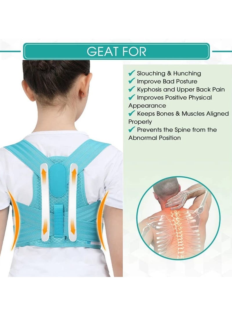 Generic Back Brace, Posture Corrector for Kids Teens, Relieve Back Pain Adjustable Upper Back race Spinal Support with Soft Shoulder Pads to Prevent Humpback, Recommended by Doctor (M, Blue)  - Image 3