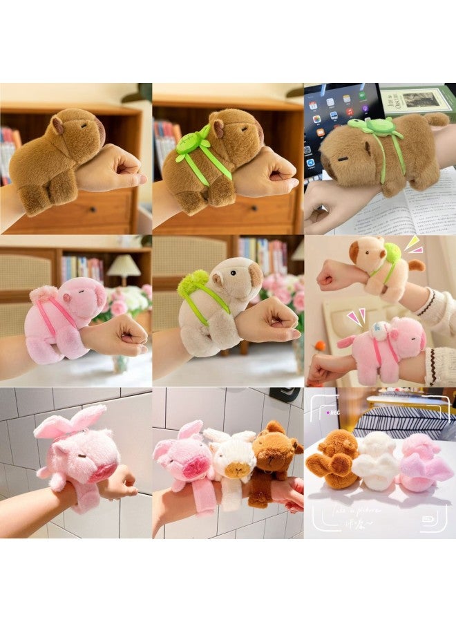 Capibala Capybara Pop Circle Turn Tail Blow Bubble Pull Nose Tortoise Plush Toy Pendant-Color:Flower Jacket-Height:In Stock - Image 2
