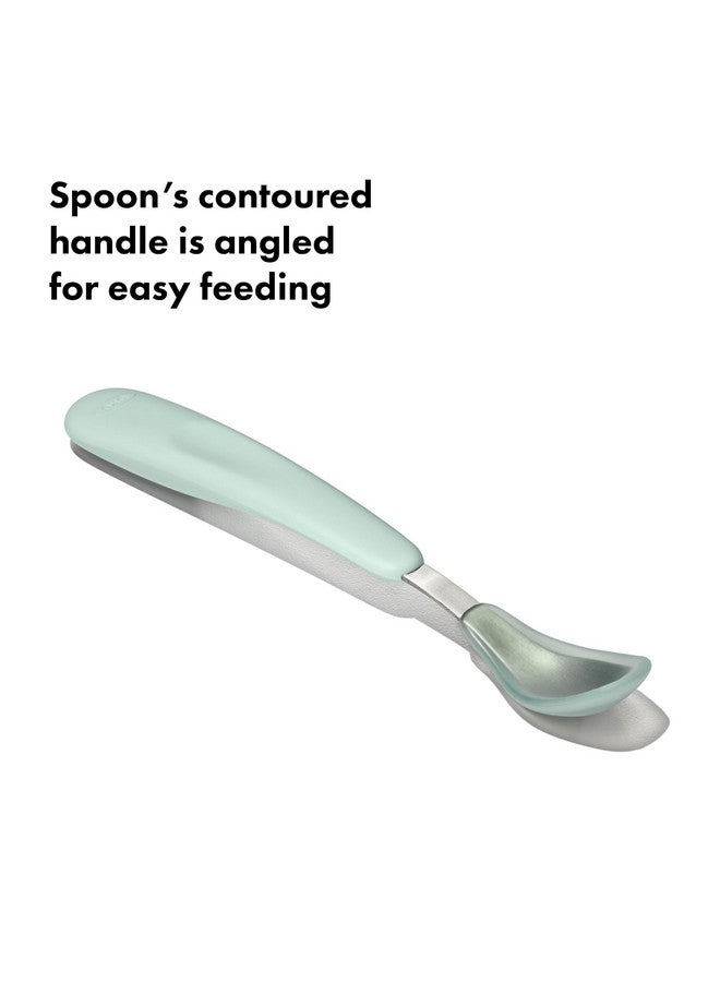 OXO Tot Feeding Spoon Set with Soft Silicone - Opal and Blossom - Image 3
