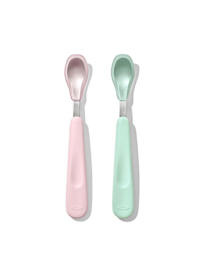OXO Tot Feeding Spoon Set with Soft Silicone - Opal and Blossom - Image 1