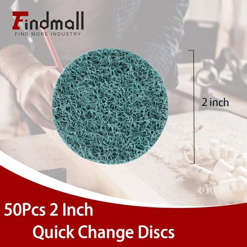 findmall 50Pcs 2 Inch Blue Quick Change Surface Prep Conditioning Discs, Fine Grit for Cleaning, Finishing and Deburring on Metals - Image 3