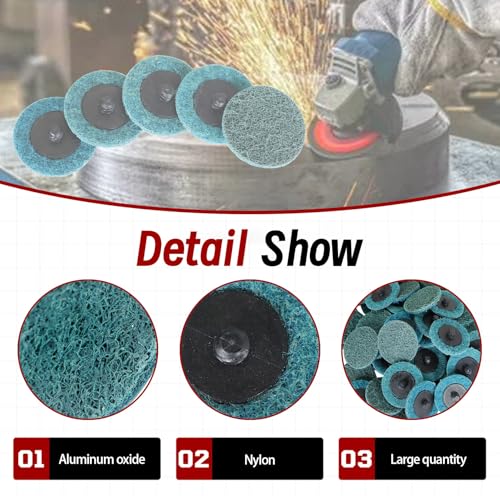 findmall 50Pcs 2 Inch Blue Quick Change Surface Prep Conditioning Discs, Fine Grit for Cleaning, Finishing and Deburring on Metals - Image 4