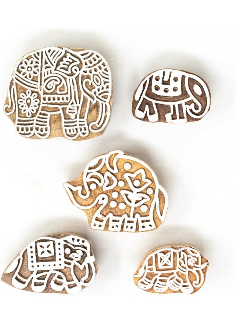 Hashcart Hashcart Wooden Stamp Block  Printing Stamp Design Set  Block for Printing Saree Border  Dresses Craft Card Making Scrapbook Clay Pottery  Set of 5  - Image 2