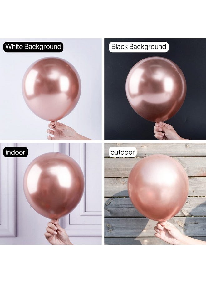 PartyWoo - Metallic Rose Gold Balloons 100 Pcs Rose Gold Metallic Balloons Different Sizes Pack Of 18 Inch 12 Inch 10 Inch 5 Inch Rose Gold Balloons For Balloon Arch Party Decorations Rose Goldg107 - Image 1