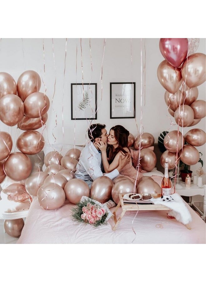 PartyWoo - Metallic Rose Gold Balloons 100 Pcs Rose Gold Metallic Balloons Different Sizes Pack Of 18 Inch 12 Inch 10 Inch 5 Inch Rose Gold Balloons For Balloon Arch Party Decorations Rose Goldg107 - Image 1