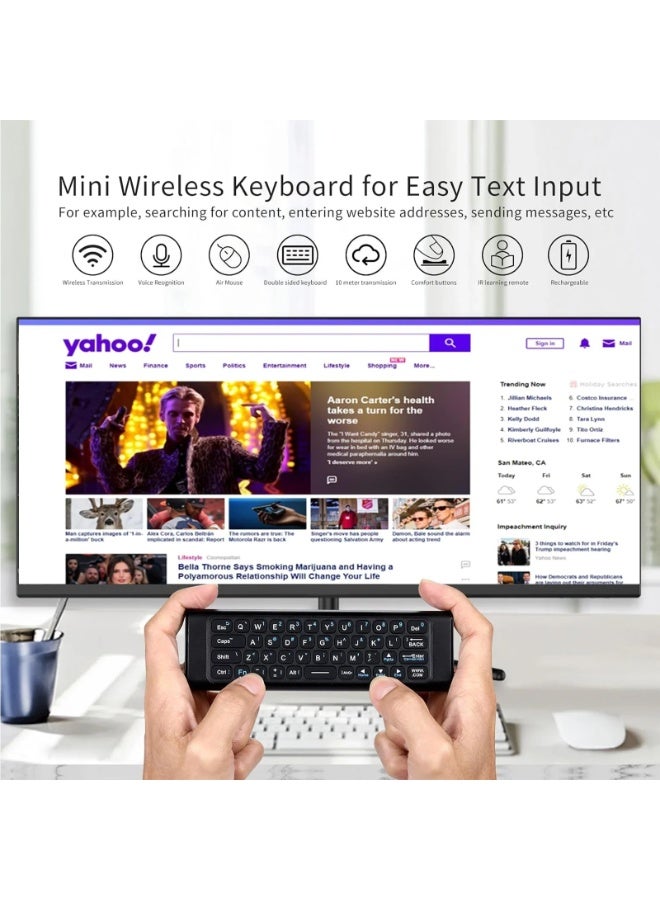 فأرة هوائية صوتية ولوحة مفاتيح لاسلكية صغيرة عن بُعد – جهاز تحكم 4 في 1 بتقنية 2.4G، يدعم التحكم الصوتي، التعلم بالأشعة تحت الحمراء، الجيروسكوب، وقابل لإعادة الشحن عبر USB-C، متوافق مع أجهزة Android وWindows وMac وLinux. - Image 3