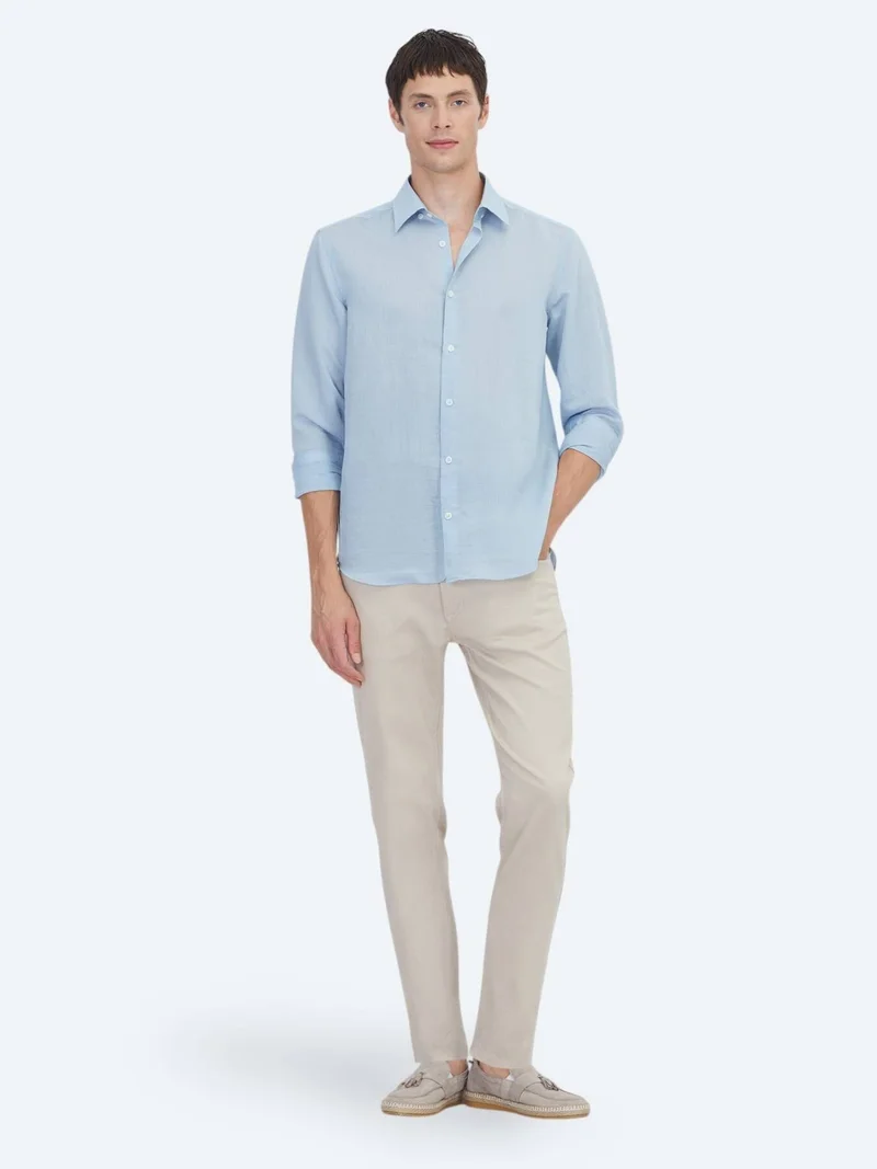 Kip Blue Striped Regular Fit Long Weaving Casual Shirt