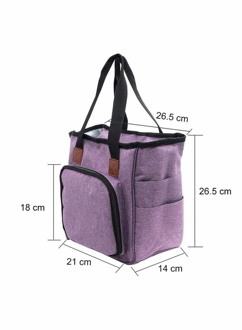Y&D Knitting Bag Portable, Yarn Storage Tote Bag, Portable Cotton with Slits & Pockets for Needles, Yarn, Crochet Hooks and Supplies, Prevents Tangling (Only Bag) - Image 4