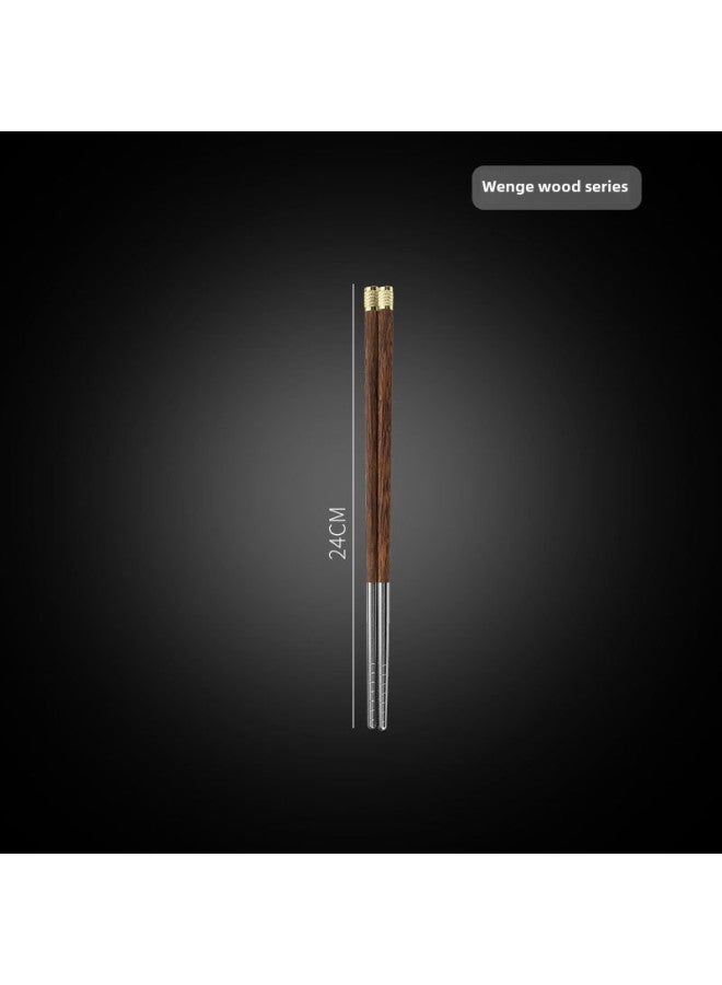 Chicken Wing Wood Solid Wood Chopsticks Household Copper Head Round Top Fu Restaurant Chopsticks Long Chopsticks Fish Noodles Chopsticks Hot Pot Chopsticks Wholesale-Specifications: Chicken Wing Wood 24cm  - Image 1