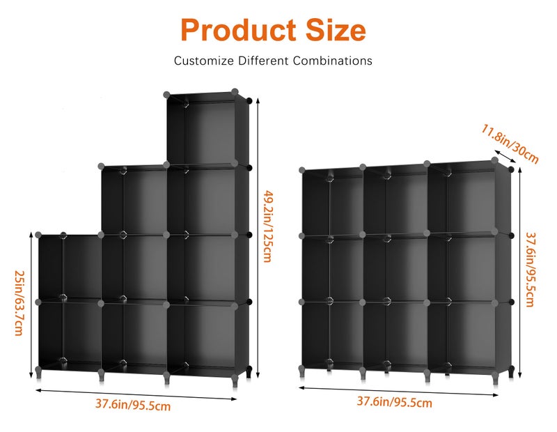 HOMIDEC Closet Organizers and Storage, 9 Cube Storage Organizer, Portable Closet Organizer Cubes Shelves for Clothes, Bedroom, Kids Room, Bathroom, Wardrobe, Garment Racks, Black - Image 5
