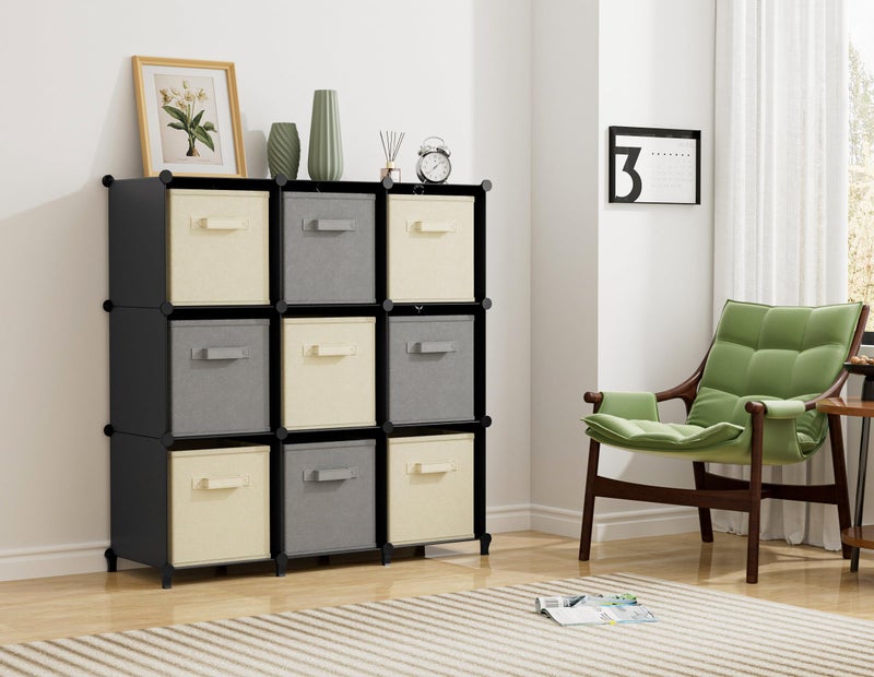 HOMIDEC Closet Organizers and Storage, 9 Cube Storage Organizer, Portable Closet Organizer Cubes Shelves for Clothes, Bedroom, Kids Room, Bathroom, Wardrobe, Garment Racks, Black - Image 4