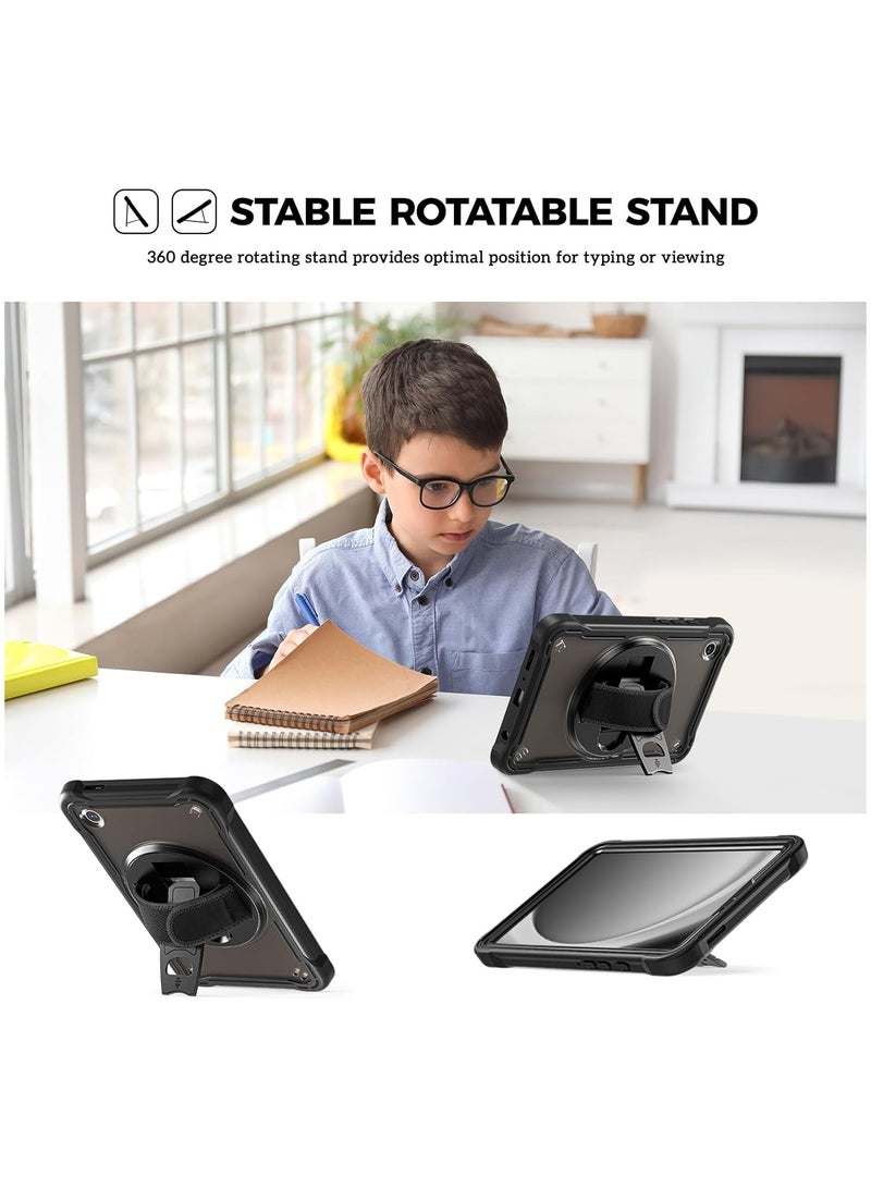 VKL Compatible for Galaxy Tab A9 8.7 Inch 2023 Case, Heavy Duty Shockproof Rugged Case 360 Degree Rotatable Kickstand Protective Cover for 8.7" Tab A9 Tablet SM-X110/X115/X117 -Black - Image 5