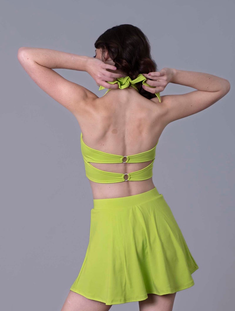 Keepfit Halter Neck TOP and Flowy Skirt Swimset for Women Lemon Yellow |Swimming Suit for Women - Image 3