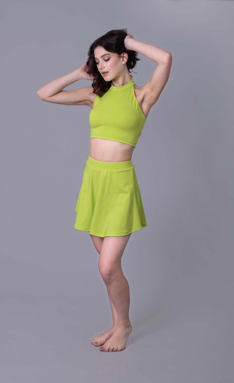 Keepfit Halter Neck TOP and Flowy Skirt Swimset for Women Lemon Yellow |Swimming Suit for Women - Image 4