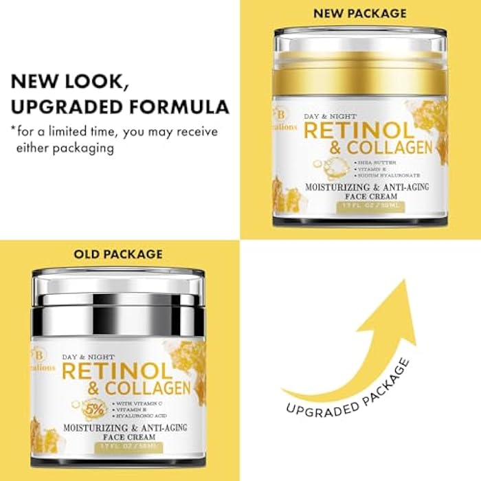 Bealions Retinol Cream for Face Anti Aging: Wrinkle Cream for Face Neck with Collagen Hyaluronic Acid - Night Moisturizer for Men Women - Facial Skin Care Christmas Gift for Mom Dad Sister - Image 5