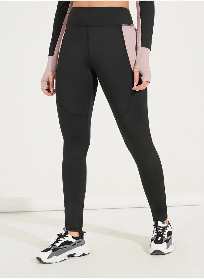 Styli Color Block Half Zip Thumbhole Top & Legging Set