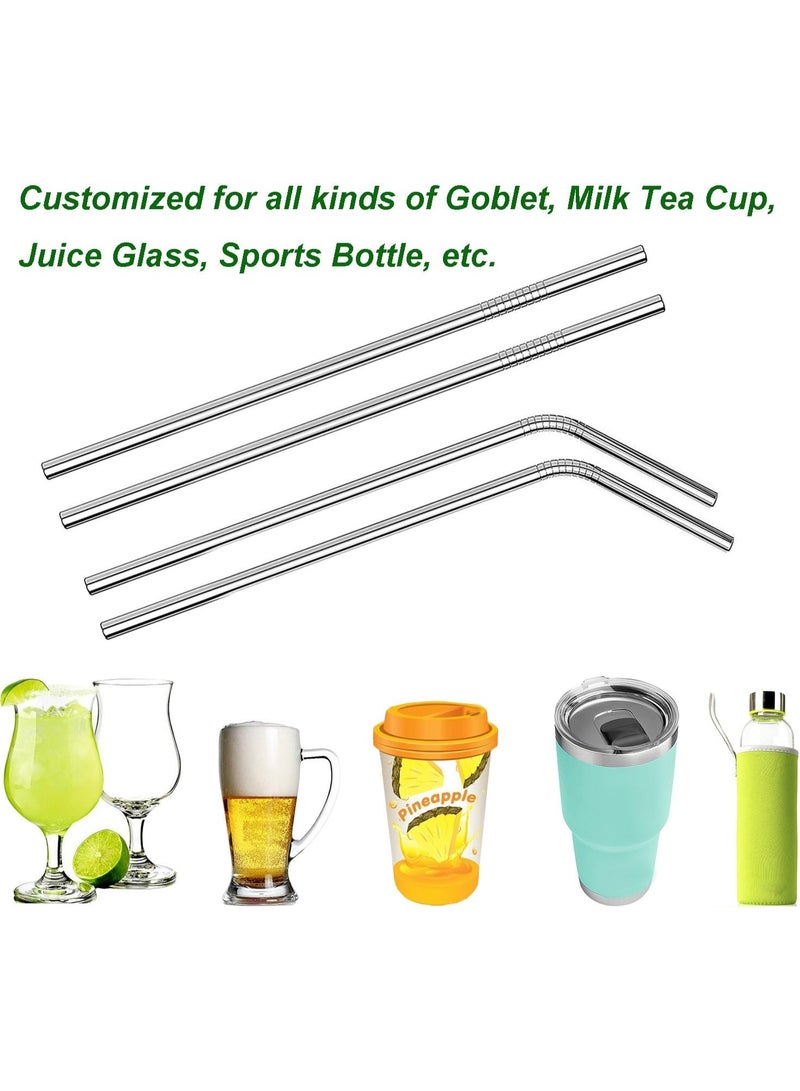 VEHHE Metal Straws Stainless Steel Straws Drinking Straws Reusable - 10.5" Ultra Long 4 + 1 - W/Cleaning Brush for 20/30 Oz for Yeti RTIC SIC Ozark Trail Tumblers (2 Straight|2 Bent|1 Brush) - Image 2