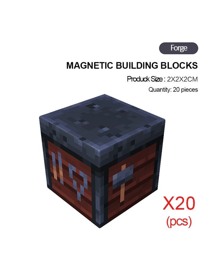 ماين كرافت 20 قطعة مكعبات مغناطيسية لبناء شخصيات ماينكرافت، ألعاب تركيبية قابلة للتكديس - Image 1