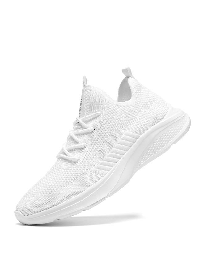 VAMJAM Men's Running Shoes Fashion Sneakers Lightweight Breathable Flying Knitting Lace Up Mesh Walking Shoes Workout Casual Sports Shoes White Size 10.5 - Image 2