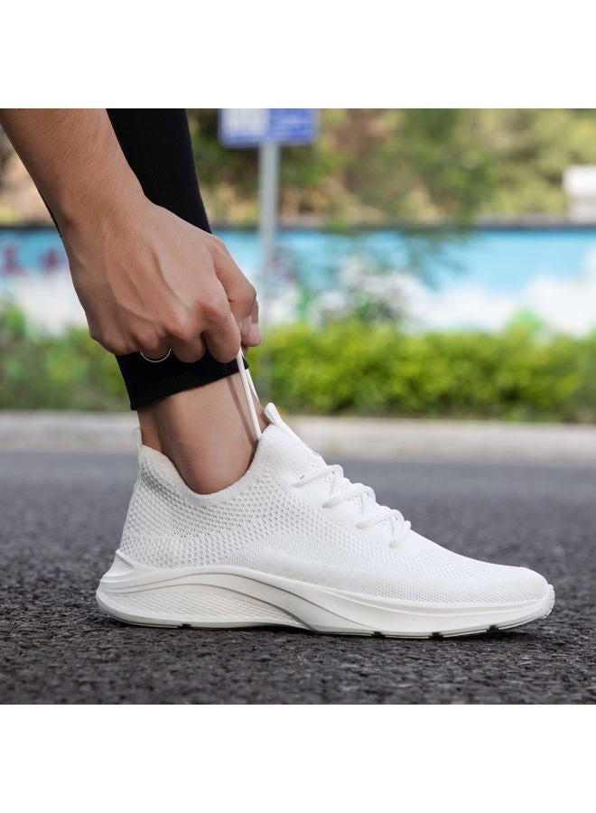 VAMJAM Men's Running Shoes Fashion Sneakers Lightweight Breathable Flying Knitting Lace Up Mesh Walking Shoes Workout Casual Sports Shoes White Size 10.5 - Image 5