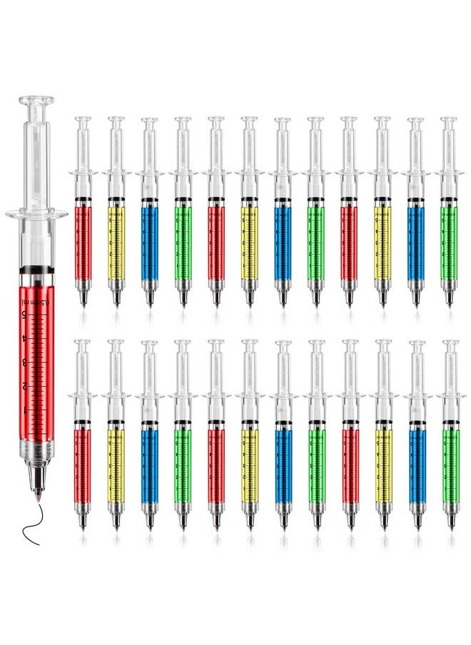 SunAngel - Multicolor Syringe Pen Writes In Black Inknurse Pens Imaginary Doctor Play Office Supplies (Redgreenyellowblue 24 Pieces) - Image 1