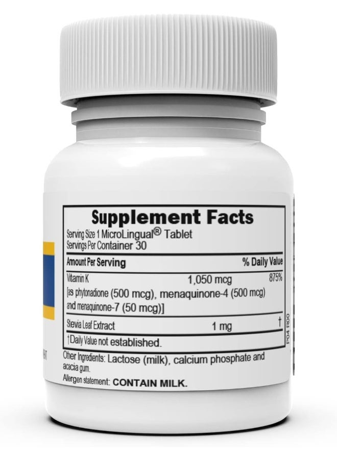 Superior Source Triple K, 3-In-1 Formula, Mk-4 500 Mcg, Mk-7 50 Mcg, K1 500 Mcg, Quick Dissolve Sublingual Tablets, 30 Count  - Image 2