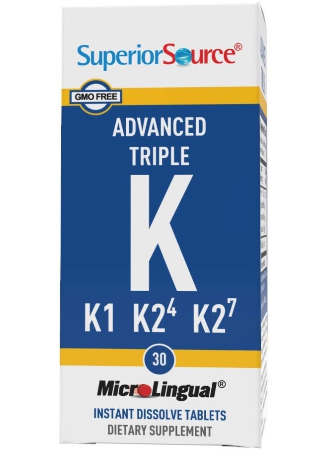 Superior Source Triple K, 3-In-1 Formula, Mk-4 500 Mcg, Mk-7 50 Mcg, K1 500 Mcg, Quick Dissolve Sublingual Tablets, 30 Count  - Image 4