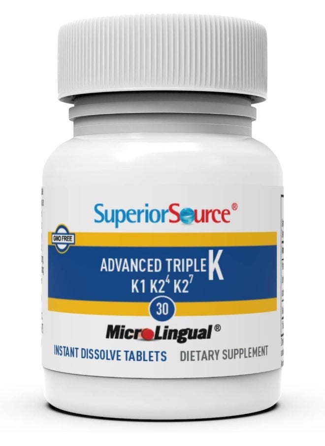 Superior Source Triple K, 3-In-1 Formula, Mk-4 500 Mcg, Mk-7 50 Mcg, K1 500 Mcg, Quick Dissolve Sublingual Tablets, 30 Count  - Image 5