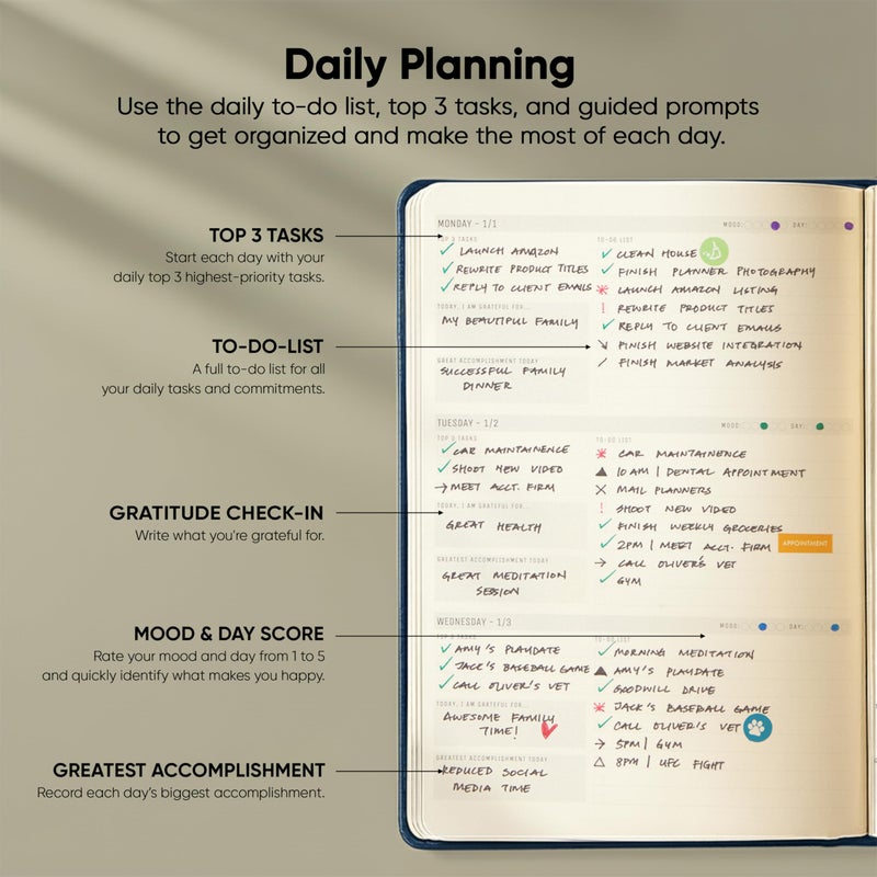 PRODUCTIVITY STORE Dated, 2026 Planner, 5.8â€ x 8.3â€ - The #1 Productivity Planner to Achieve Your 2026 Goals - Planner 2026-2027 by PRODUCTIVITY STORE (A5, NAVY BLUE) - Image 3