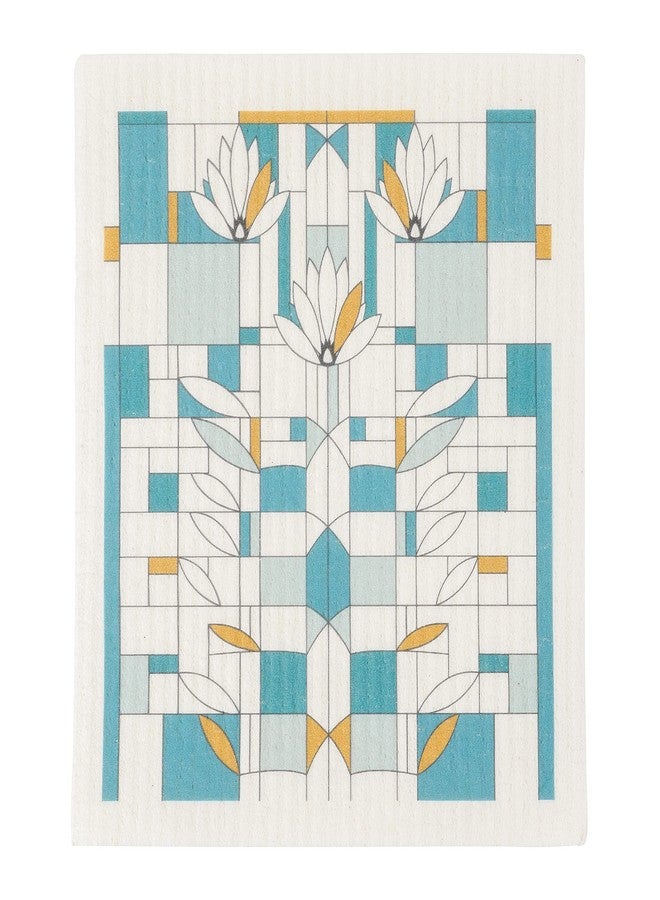 KAF Home Frank Lloyd Wright Swedish Dish Cloths (6.7 x 7.5-inch) - Set of 3 Reusable, Absorbent Cellulose Sponge Towels for Kitchen, Cleaning Counters, and Washing Dishes (Water Lilies) - Image 4
