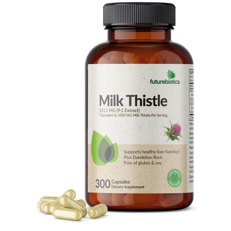 Futurebiotics Milk Thistle Silymarin Marianum Dandelion Root Liver Health Support Antioxidant Support Detox 300 Capsules