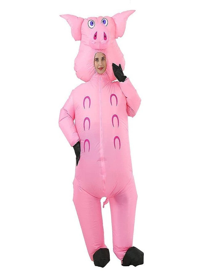 RHYTHMARTS Inflatable Pig Costume Halloween Costume Fancy Dress Pink Pig Costume Adult (1pcs), Pink Pig, Adult size - Image 1