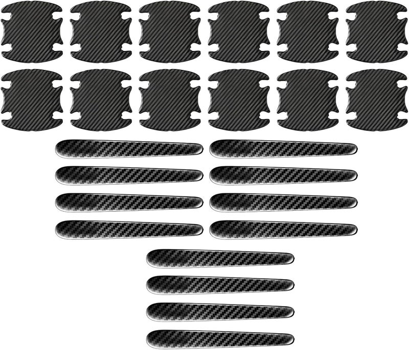 ORFOFE 3 Sets Carbon Fiber Car Door Handle Protector Film Anti-Scratch Door Bowl and Handle Covers Universal for Paint Protection - Image 1