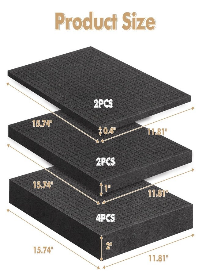 JZHLLA 8 Pcs Pick and Pluck Foam Sheets - 3 Sizes, Pre-Cubed, Polyethylene for Crafts, Toolboxes, Storage - Image 2