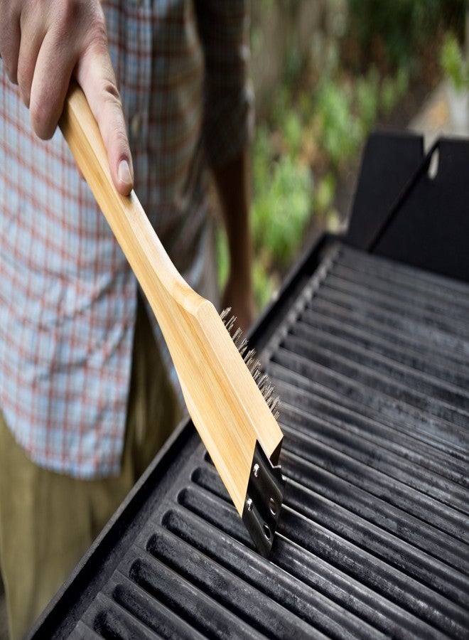Outset QV40 Verde Collection Grill Brush and Scraper, 14.5 inches, Bamboo Handle - Image 2