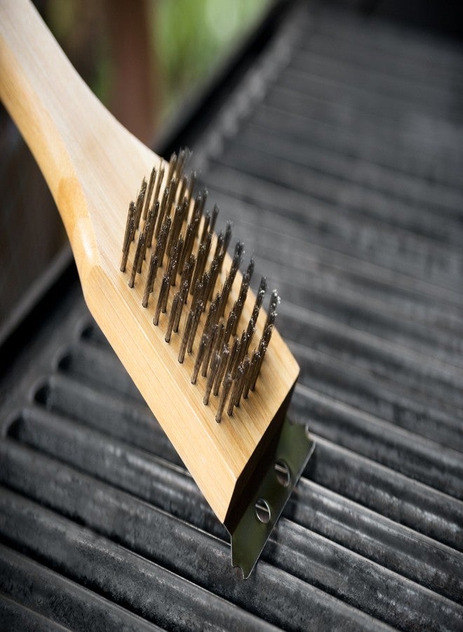 Outset QV40 Verde Collection Grill Brush and Scraper, 14.5 inches, Bamboo Handle - Image 5