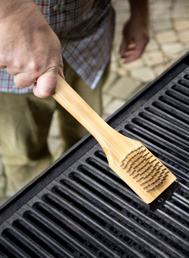 Outset QV40 Verde Collection Grill Brush and Scraper, 14.5 inches, Bamboo Handle - Image 4