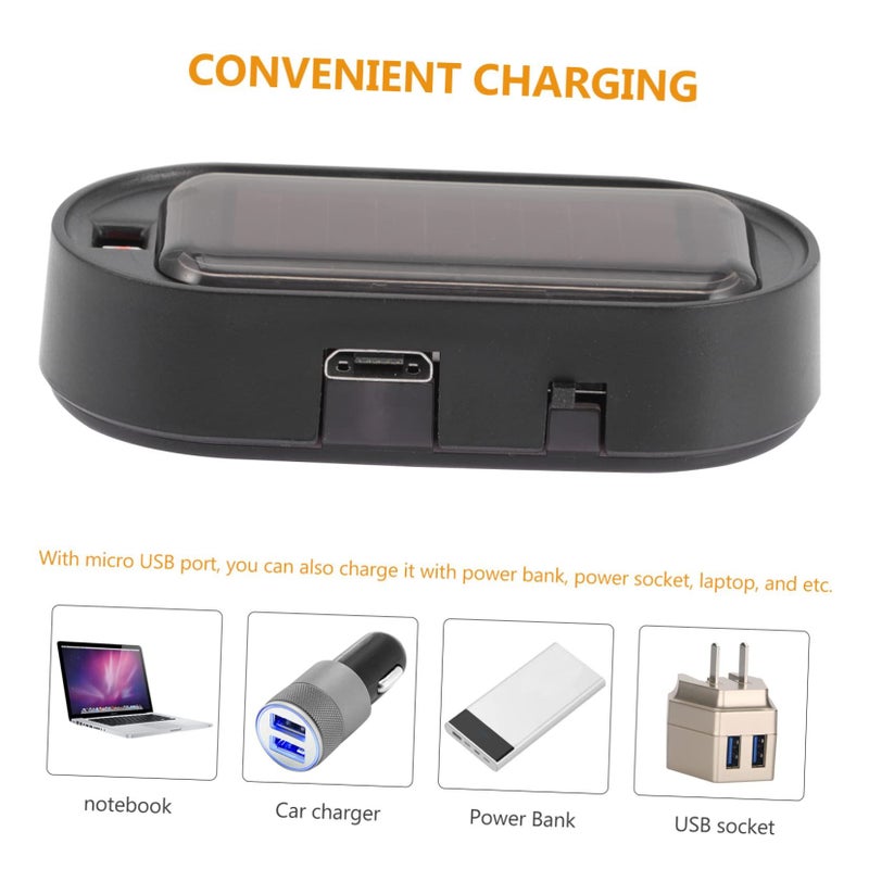 2pcs Solar Powered LED Warning Lamp USB Rechargeable Car Security Flashing Light - Image 5