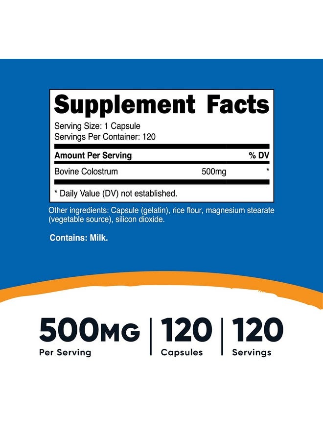 Nutricost كولستروم 500 ملغ 120 كبسولة خالية من الغلوتين وغير معدلة وراثيًا - Image 3