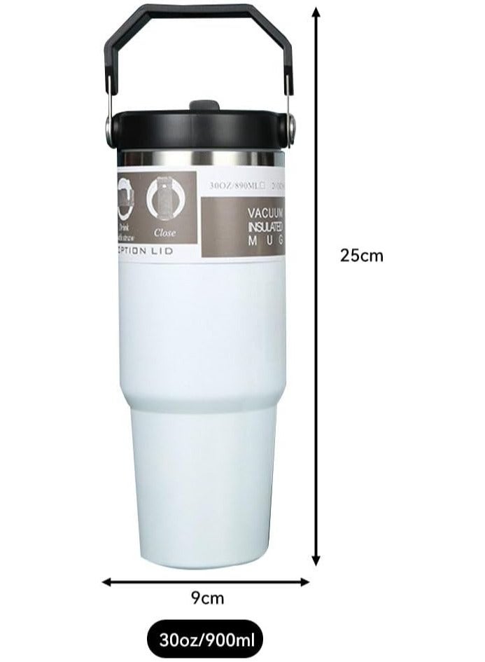 ELTRAZONE Stainless Steel Tumbler with Handle & Straw Lid – Vacuum Insulated Water Bottle, Leak-Resistant Flip Lid, Reusable Cup for Home, Office, or Car - Image 2