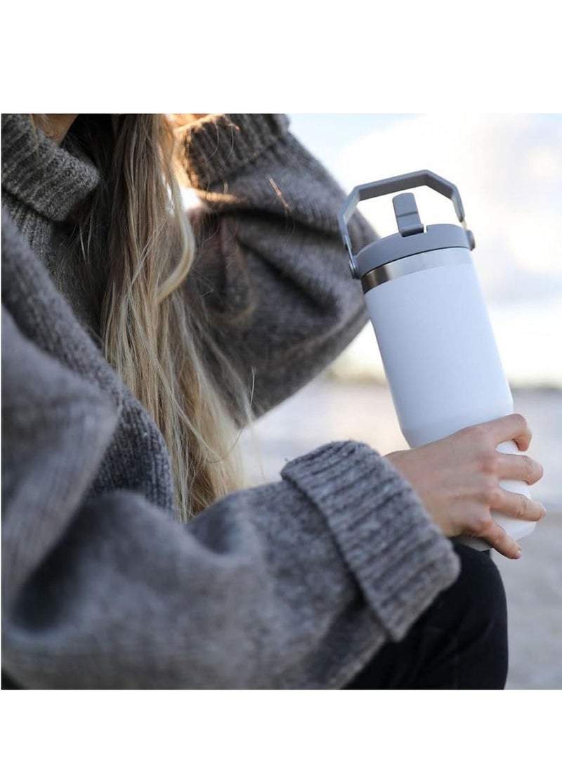 ELTRAZONE Stainless Steel Tumbler with Handle & Straw Lid – Vacuum Insulated Water Bottle, Leak-Resistant Flip Lid, Reusable Cup for Home, Office, or Car - Image 4