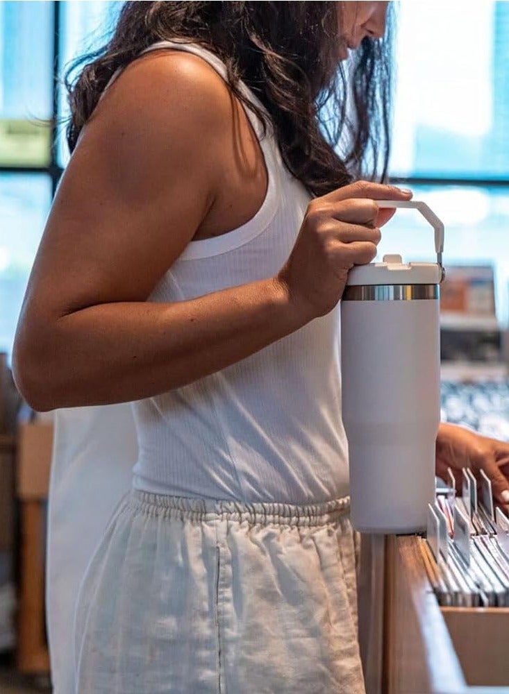 ELTRAZONE Stainless Steel Tumbler with Handle & Straw Lid – Vacuum Insulated Water Bottle, Leak-Resistant Flip Lid, Reusable Cup for Home, Office, or Car - Image 5